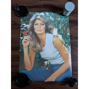 Vintage Farrah Fawcett Holding A Rose Poster Pro Arts 1977 USA 28x20